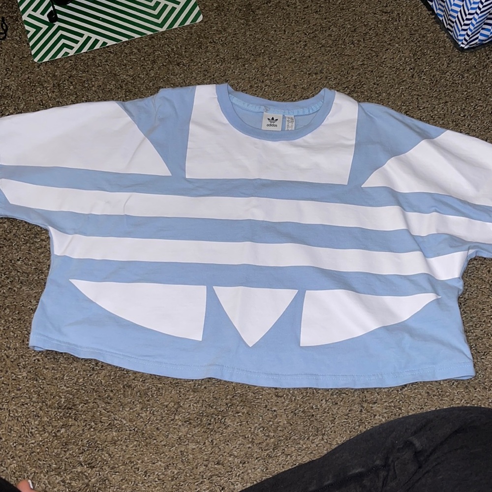 blue adidas crop top